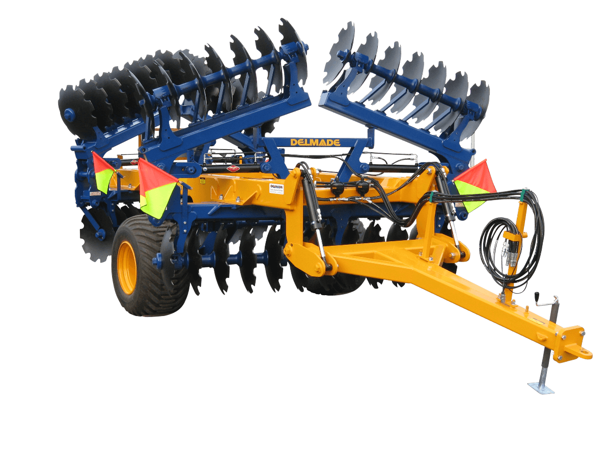 Delmade Offset Discs are available in Rigid or Folding Gang. The folding units are transport friendly.